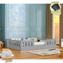 Ver imagem 3 de Cama Infantil Helo Casal com Colchão D28 e Lousa Mágica para Quarto Infantil Design Premium - Cinza