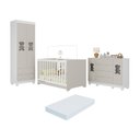 Ver imagem 1 de Quarto de Bebê Completo C/ Berço Americano 3 em 1 Colchão Fofura Multimóveis Mp4673 Branco/off