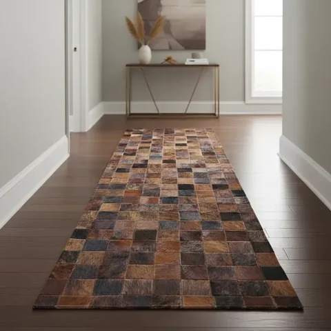 Tapete de Couro Passadeira Natural Marron Exótico 2,00 x 0,60 m
