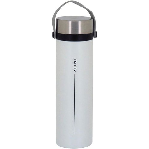 Enjoy Garrafa Térmica 23x6x6cm 450ml Inox Branco Parede Dupla