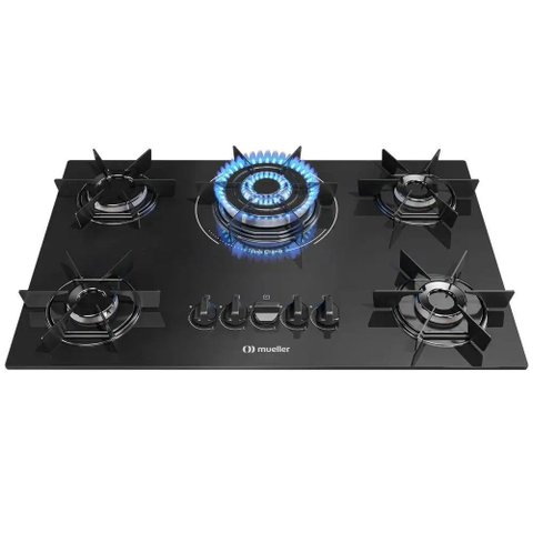 Cooktop 5 Bocas Mueller Mcg5bc Tripla Chama Preto Bivolt