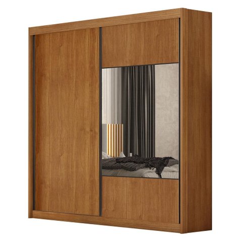 Guarda Roupa Casal Sienna 2 Portas 4 Gavetas com Espelho Cinamomo - Novo Horizonte