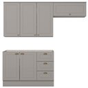 Ver imagem 1 de Cozinha Modulada 3 Portas Balcao sem Tampo 200 Cm Americana Cinza Henn