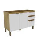 Ver imagem 1 de Armário Balcão Cozinha 120cm 2 Portas 3 Gavetas Mel/branco