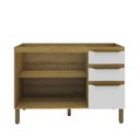 Ver imagem 2 de Armário Balcão Cozinha 120cm 2 Portas 3 Gavetas Mel/branco