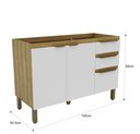Ver imagem 3 de Armário Balcão Cozinha 120cm 2 Portas 3 Gavetas Mel/branco