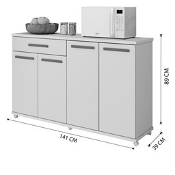 Balcão Campinas com 4 Portas Arte Móveis:cinamomo/grafite - 3 Balcão Campinas com 4 Portas Arte Móveis:cinamomo/grafite - 3