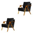 Ver imagem 1 de Kit 2 Poltronas Cadeira Marilia Recepção - Suede Preto