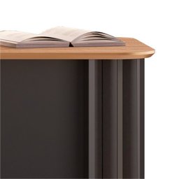 Kit 2 Peças com Mesa de Escritório Ripada 135cm com Gaveta e Estante 2 Portas Espresso Móveis - 5 Kit 2 Peças com Mesa de Escritório Ripada 135cm com Gaveta e Estante 2 Portas Espresso Móveis - 5