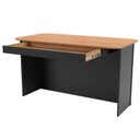 Ver imagem 3 de Conjunto 2 Peças com Mesa de Escritório Ripada 135cm com Gaveta e Estante 2 Portas Espresso Móveis Preto Fosco Freijó