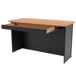 Kit 2 Peças com Mesa de Escritório Ripada 135cm com Gaveta e Estante 2 Portas Espresso Móveis - 3 Kit 2 Peças com Mesa de Escritório Ripada 135cm com Gaveta e Estante 2 Portas Espresso Móveis - 3