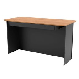 Kit 2 Peças com Mesa de Escritório Ripada 135cm com Gaveta e Estante 2 Portas Espresso Móveis - 2 Kit 2 Peças com Mesa de Escritório Ripada 135cm com Gaveta e Estante 2 Portas Espresso Móveis - 2