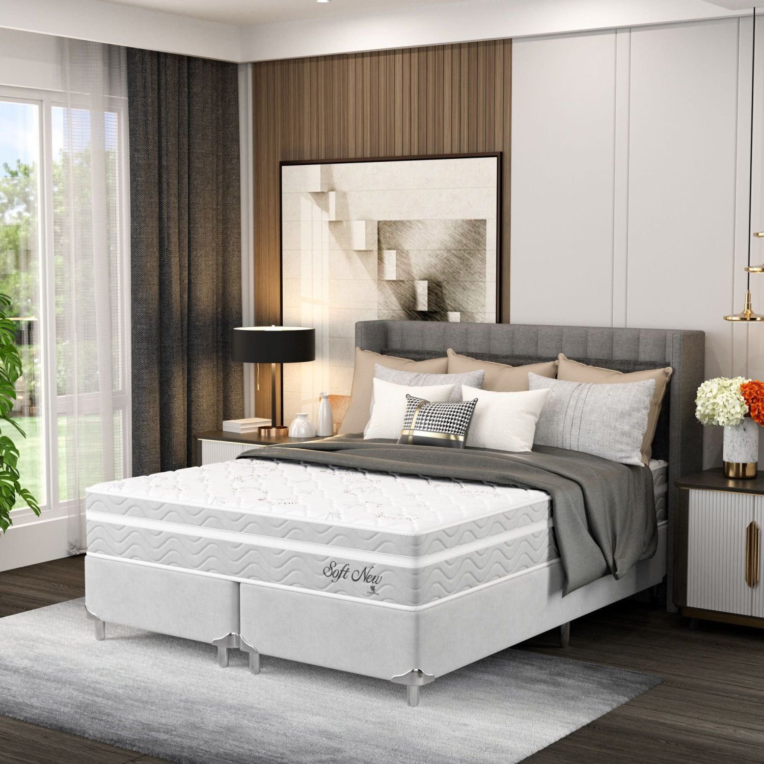 Cama Box Queen 158x198x61cm Soft New Montreal | MadeiraMadeira