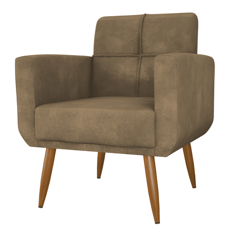 Poltrona Decorativa Malaga Veludo Turkey Cappuccino 69cm para Sala Quarto e Recepção