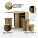 Ver imagem 4 de Conjunto Mesa Dobrável com 2 Banquetas BA500 Mel