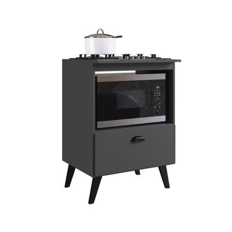 Balcão para Cooktop 4 Bocas 1 Porta Basculante e Espaço para Forno Bogotá Grafite - Art In Mó
