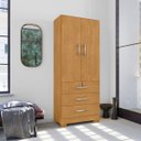 Ver imagem 5 de Guarda Roupa Solteiro 2 Portas Cabideiro 3 Gavetas Framar:naturalle
