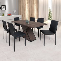Conjunto Mesa 160x90cm Tampo BP 6 Cadeiras Dubai  - 2
