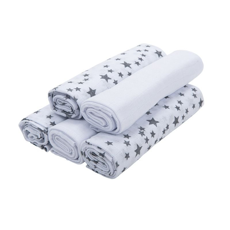 Fralda de Pano Prime Baby Joy Estampado/liso 80cmx80cm Pct C/05un //estrelinhas
