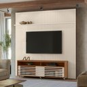 Ver imagem 1 de Painel TV 75 pol 238cm Ripado Kalven com Rack Bancada Nerion Naturale-Off White M20 - D'Rossi