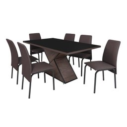 Conjunto Mesa 160x90cm Tampo Vidro 6 Cadeiras Barcelona  - 3