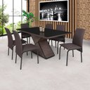 Ver imagem 1 de Conjunto Mesa 160x90cm Tampo Vidro 6 Cadeiras Barcelona