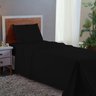 Conjunto Lençol Solteiro Aveludado 400 Fios 3 Peças Cama Box e Infantil:preto - 1
