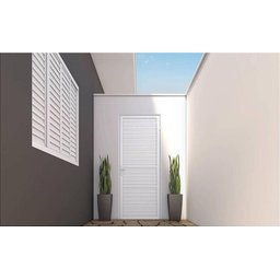Porta de Alumínio Palheta Branca Maxx Esquerda - 210x90 - 2