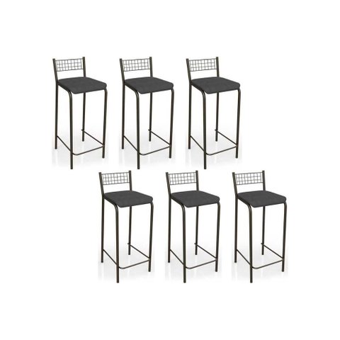Banqueta de Cozinha Gênova B705 Kit 6 Un Bronze/preto 110 - Kappesberg