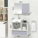 Ver imagem 2 de Conjunto Gabinete Banheiro Venus 60cm Branco/Cinza - Gabinete + Cuba + Espelheira + Tampo Vidro