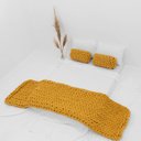 Ver imagem 1 de Manta Peseira de Maxi Tricot Casal 0,60x2,00m, Cor Mostarda - Magma Cotton