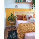 Ver imagem 2 de Manta Peseira de Maxi Tricot Casal 0,60x2,00m, Cor Mostarda - Magma Cotton