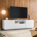 Ver imagem 1 de Rack para TV até 55 Polegadas MDF 180cm Rodízios Royal Branco