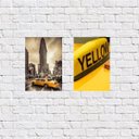 Ver imagem 1 de Kit 2 Placas Decorativas Táxi Amarelo 18x27cm