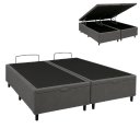 Ver imagem 1 de So1clique Cama Box Baú Casal Bipartida, Base Reforçada, 138x188cm, Suede Cinza, 2 Compartimentos