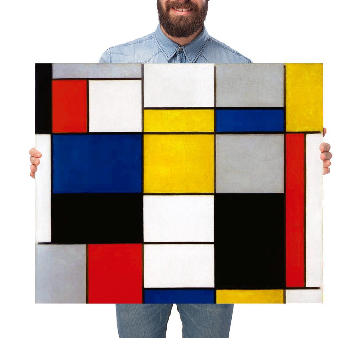 Quadro Decorativo Piet Mondrian Composição A:Grande 77x64cm/Chassi com ...