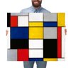 Quadro Decorativo Piet Mondrian Composição A:Grande 77x64cm/Chassi com Borda Infinita - 1