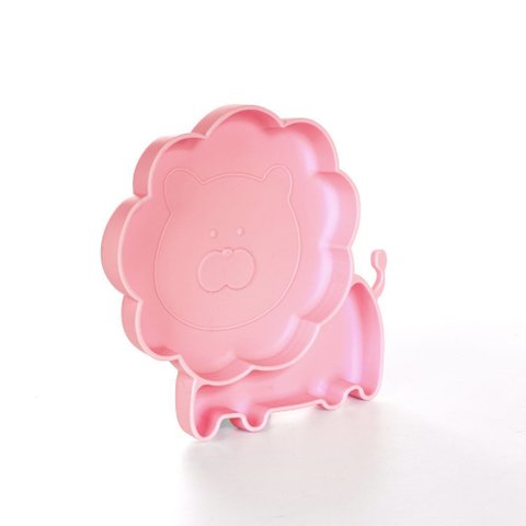 Prato Refeição 3 Divisórias Infantil Silicone Ventosa Bebê Leaozinho Rosa