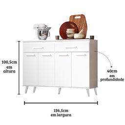 Balcão Letícia Cor:branco - Balcão para Cozinha - Mizza Decor - 4
