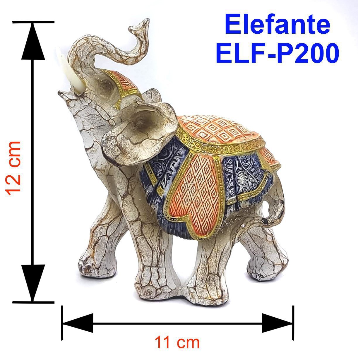 Elefante Decorativo Em Resina Indiano Sabedoria Sorte P200 - 2