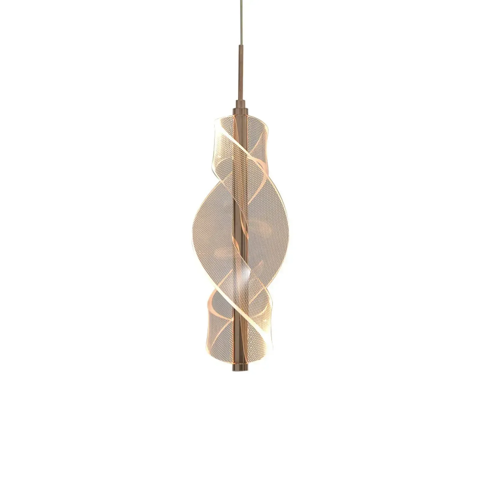 Lustre Pendente Led 5w Espiral Infinity Dourado Acrílico Multicor Bivolt