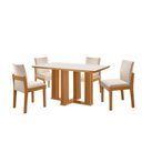 Ver imagem 2 de Conjunto de Jantar Mesa Florença Tic 120cm x 80cm Tampo MDF e Vidro com 4 Cadeiras Mônaco Marrom/Castanho Cinamomo/Creme/Off White