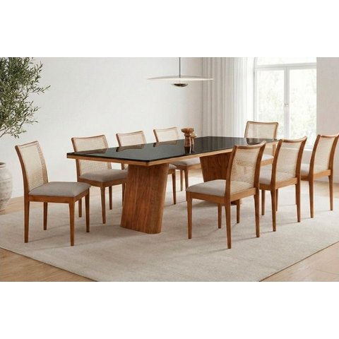 Sala de Jantar Moderna 8 Cadeiras - Madri - Requinte Salas
