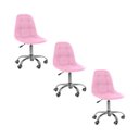 Ver imagem 1 de Kit 3 Cadeiras Office Eiffel Botonê Ajustável Base Giratória - Rosa