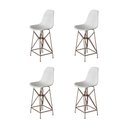 Ver imagem 1 de Kit 4 Banquetas Bistrô Alta Eames Branca Base Ferro Cobre - Cor: Branco