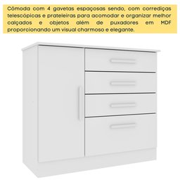 Cômoda 1 Porta 4 Gavetas 104cm Chicago - 5