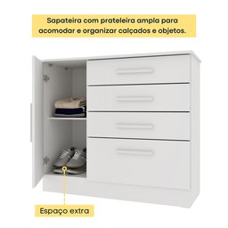 Cômoda 1 Porta 4 Gavetas 104cm Chicago - 6