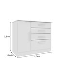 Ver imagem 3 de Cômoda 1 Porta 4 Gavetas 104cm Chicago Branco/Neve