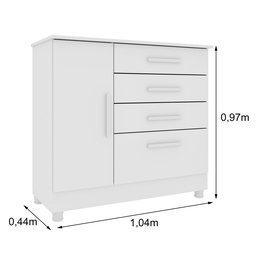 Cômoda 1 Porta 4 Gavetas com pés 104cm Chicago - 3