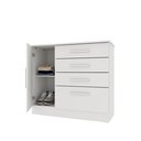 Ver imagem 4 de Cômoda 1 Porta 4 Gavetas com Pés 104cm Chicago Branco/Neve